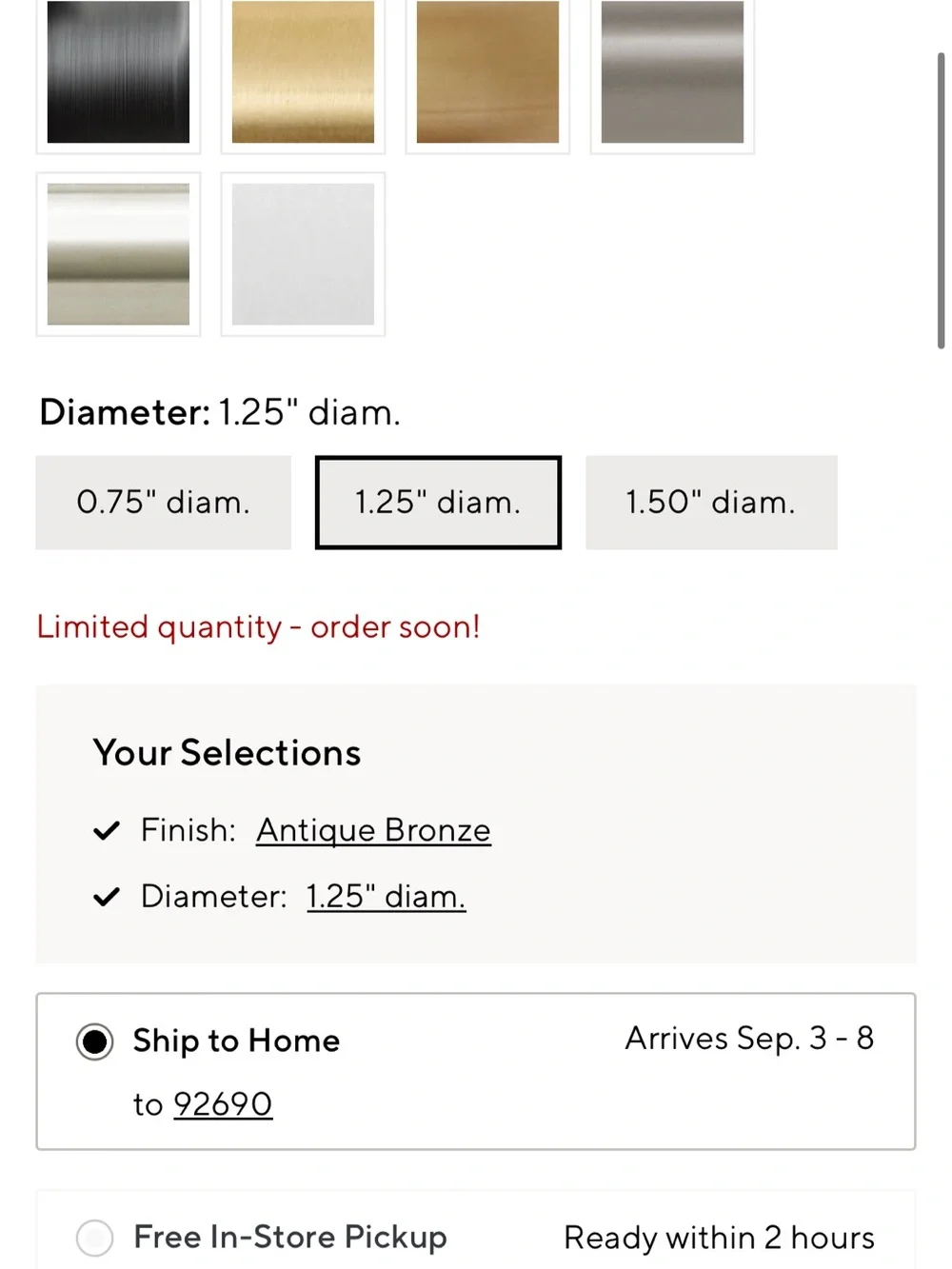 Pottery Barn Quiet-Glide Double Ring Curtain Rings in antique bronze